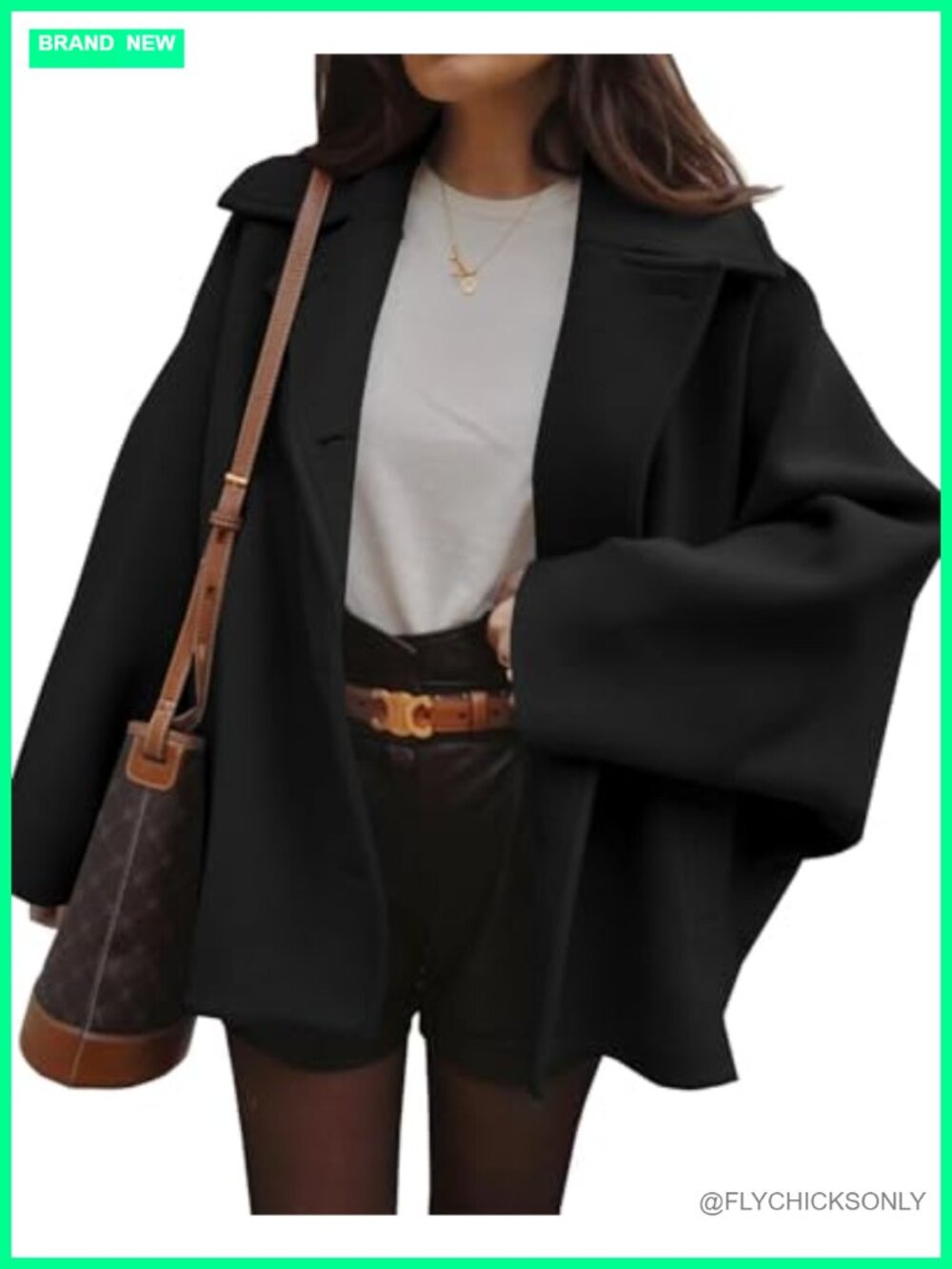Womens Pea Coat Notch Lapel Single Breasted Oversized Polyester Jacket